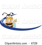 Bee Mascot Cartoon Character Logo with a Blue Dash