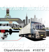 Big Rig Background of a Truck and City - 2