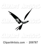 Black and White Abstract Bird in Flight