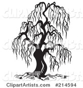 Black and White Bare Willow Tree Design