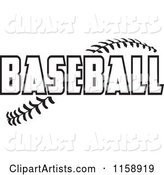 Black and White Baseball Text over Stitches