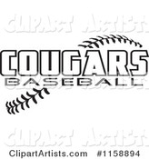 Black and White Cougars Baseball Text over Stitches