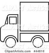 Black and White Delivery Service Truck Outline