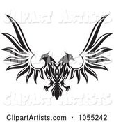 Black and White Double Headed Eagle with Spread Wings