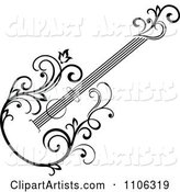 Black and White Floral Guitar 2