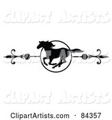 Black and White Galloping Horse Page Divider or Website Header