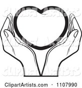 Black and White Hands Holding a Heart