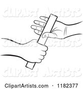 Black and White Hands Passing a Relay Race Baton