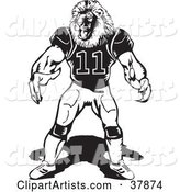 Black and White Lion Football Player