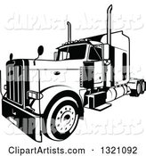 Black and White Lorry Big Rig Truck 3