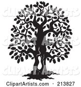 Black and White Oak Tree Design