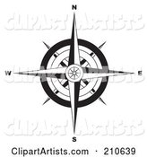 Black and White Ornate Compass Rose