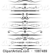 Black and White Ornate Rule and Border Design Elements 3