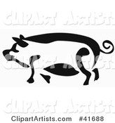 Black and White Paintbrush Stroke Styled Pig