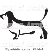 Black and White Paintbrush Styled Image of a Basset Hound
