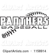 Black and White Panthers Baseball Text over Stitches