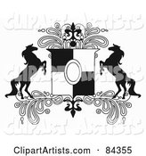 Black and White Rearing Horse Crest with Paisleys