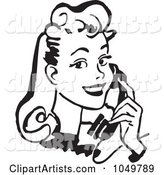Black and White Retro Lady Talking on a Phone - 1