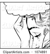 Black and White Retro Pop Art Woman Crying Under a Thought Balloon