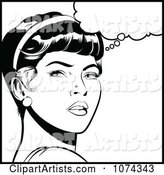 Black and White Retro Pop Art Woman in Deep Thought