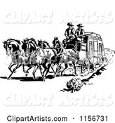 Black and White Retro Western Cowboys and a Stage Coach