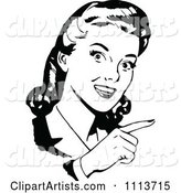 Black and White Retro Woman Pointing