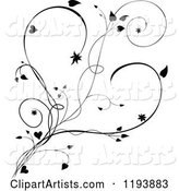 Black and White Scrolling Vine and Hearts