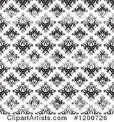 Black and White Seamless Damask Pattern