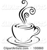 Black and White Steam Latte Logo
