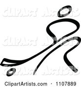Black and White Stick Drawing of a Hockey Player