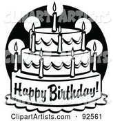 Black and White Tiered Birthday Cake with Candles