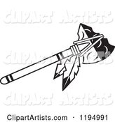 Black and White Tomahawk with Feathers