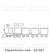 Black and White Train Outline