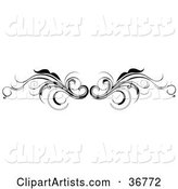 Black and White Vine Lower Back Tattoo Design or Flourish Resembling Wings