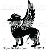 Black and White Winged Lion Logo - 1