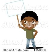 Black Boy Holding up a Blank Sign