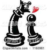 Black Chess Pawn Piece in Love with a Queen