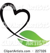 Black Heart and Green Leaf Logo