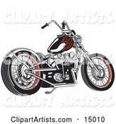 Black Motorcycle with Red Flame Paint Accents