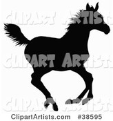 Black Silhouette of a Galloping Horse