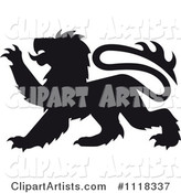 Black Silhouetted Heraldic Lion Clawing