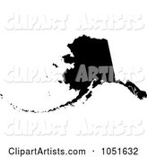 Black Silhouetted Shape of the State of Alaska, United States