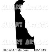 Black Silhouetted Shape of the State of Delaware, United States
