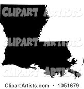 Black Silhouetted Shape of the State of Louisiana, United States