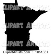 Black Silhouetted Shape of the State of Minnesota, United States