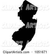 Black Silhouetted Shape of the State of New Jersey, United States