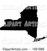 Black Silhouetted Shape of the State of New York, United States