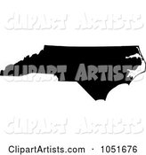 Black Silhouetted Shape of the State of North Carolina, United States