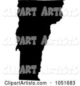 Black Silhouetted Shape of the State of Vermont, United States