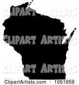 Black Silhouetted Shape of the State of Wisconsin, United States